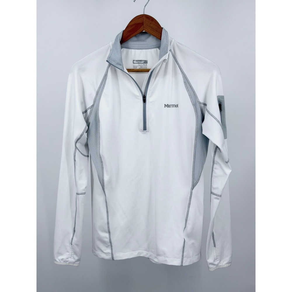 Marmot Pullover Womens M White 1/4 Zip Long Sleeve Sleeve Pocket